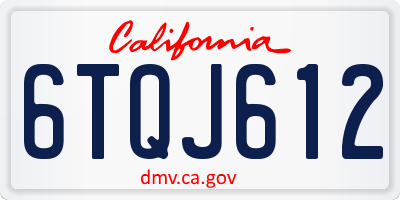 CA license plate 6TQJ612