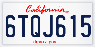 CA license plate 6TQJ615