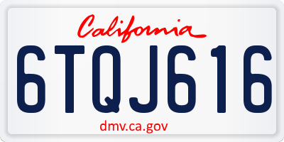 CA license plate 6TQJ616
