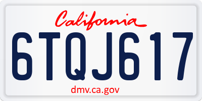 CA license plate 6TQJ617