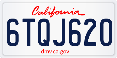 CA license plate 6TQJ620