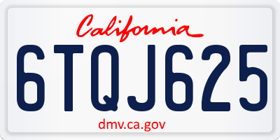 CA license plate 6TQJ625