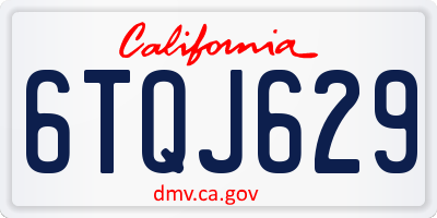 CA license plate 6TQJ629