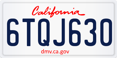 CA license plate 6TQJ630