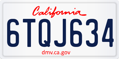 CA license plate 6TQJ634