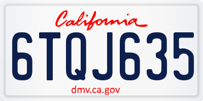 CA license plate 6TQJ635