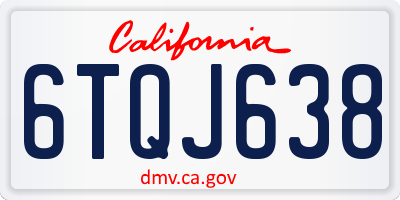 CA license plate 6TQJ638