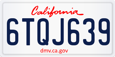 CA license plate 6TQJ639