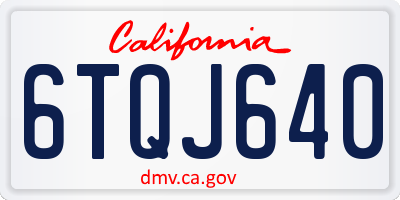 CA license plate 6TQJ640