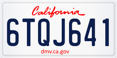 CA license plate 6TQJ641