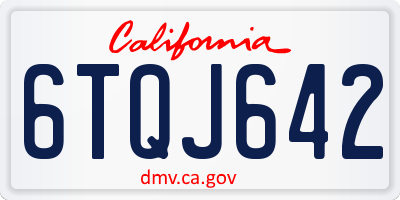 CA license plate 6TQJ642