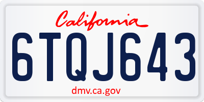 CA license plate 6TQJ643