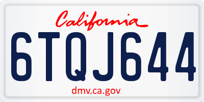 CA license plate 6TQJ644