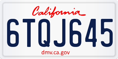 CA license plate 6TQJ645