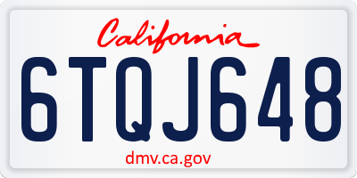 CA license plate 6TQJ648