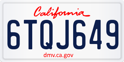 CA license plate 6TQJ649