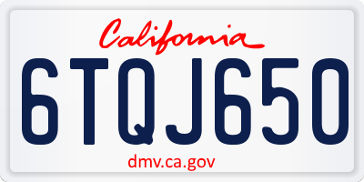 CA license plate 6TQJ650