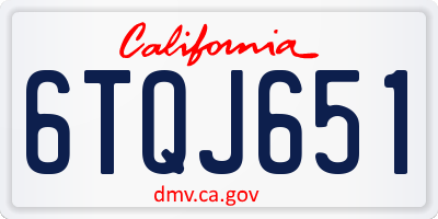 CA license plate 6TQJ651