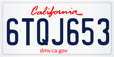 CA license plate 6TQJ653