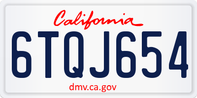 CA license plate 6TQJ654