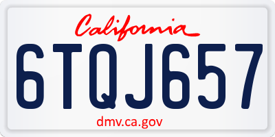 CA license plate 6TQJ657