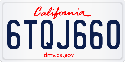 CA license plate 6TQJ660