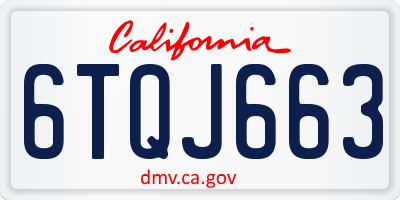 CA license plate 6TQJ663