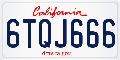 CA license plate 6TQJ666