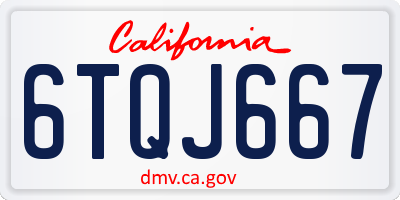 CA license plate 6TQJ667