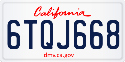 CA license plate 6TQJ668