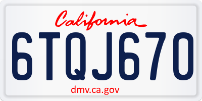 CA license plate 6TQJ670