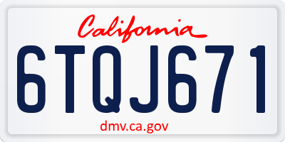 CA license plate 6TQJ671