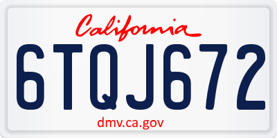 CA license plate 6TQJ672