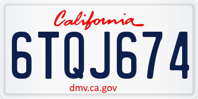 CA license plate 6TQJ674