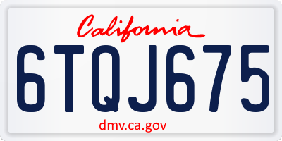 CA license plate 6TQJ675