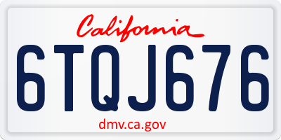 CA license plate 6TQJ676