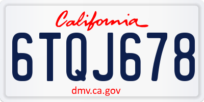 CA license plate 6TQJ678