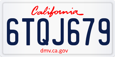 CA license plate 6TQJ679