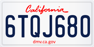 CA license plate 6TQJ680