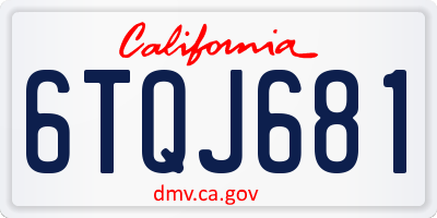 CA license plate 6TQJ681