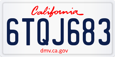 CA license plate 6TQJ683