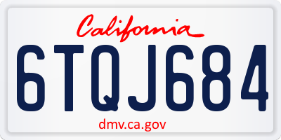 CA license plate 6TQJ684