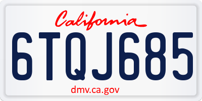 CA license plate 6TQJ685