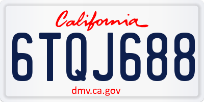 CA license plate 6TQJ688