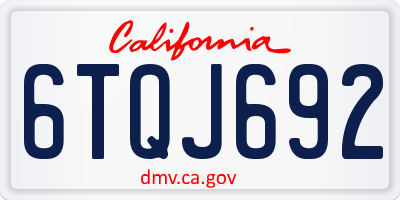 CA license plate 6TQJ692