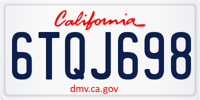 CA license plate 6TQJ698