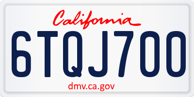 CA license plate 6TQJ700