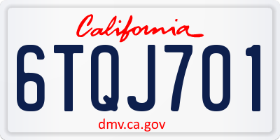 CA license plate 6TQJ701