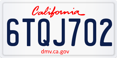 CA license plate 6TQJ702