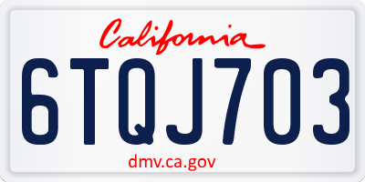 CA license plate 6TQJ703